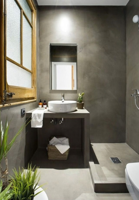 Microcemento en lavadero de baño