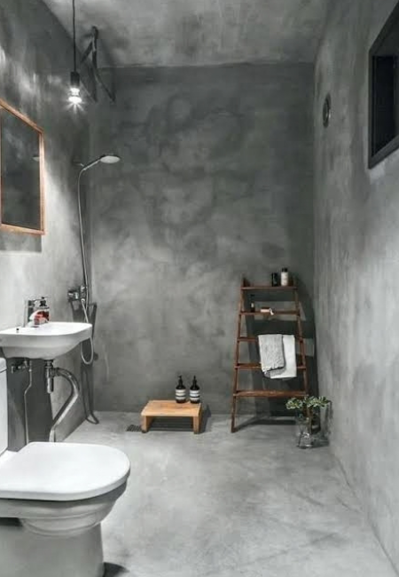 Detalle de microcemento para baños